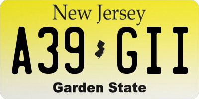 NJ license plate A39GII