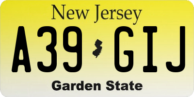 NJ license plate A39GIJ