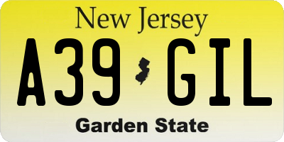 NJ license plate A39GIL