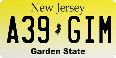 NJ license plate A39GIM