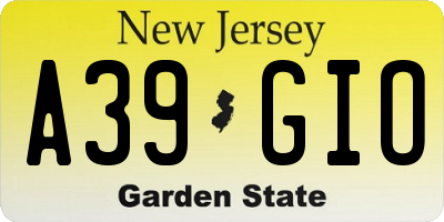 NJ license plate A39GIO