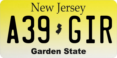 NJ license plate A39GIR