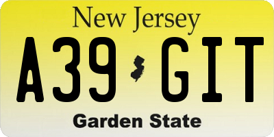 NJ license plate A39GIT