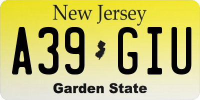 NJ license plate A39GIU