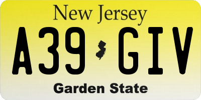 NJ license plate A39GIV