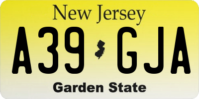 NJ license plate A39GJA