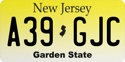 NJ license plate A39GJC
