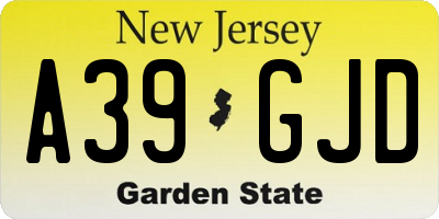 NJ license plate A39GJD