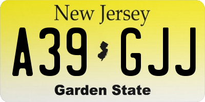 NJ license plate A39GJJ