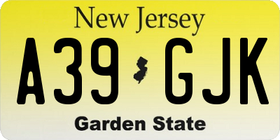 NJ license plate A39GJK