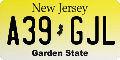 NJ license plate A39GJL
