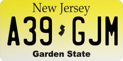 NJ license plate A39GJM