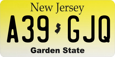 NJ license plate A39GJQ