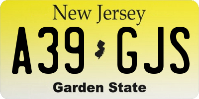 NJ license plate A39GJS