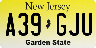 NJ license plate A39GJU