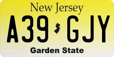 NJ license plate A39GJY