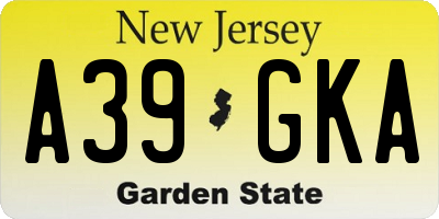 NJ license plate A39GKA