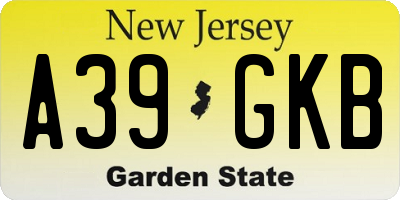 NJ license plate A39GKB