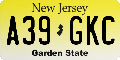 NJ license plate A39GKC