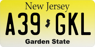 NJ license plate A39GKL