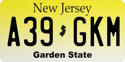 NJ license plate A39GKM