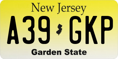 NJ license plate A39GKP