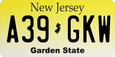NJ license plate A39GKW