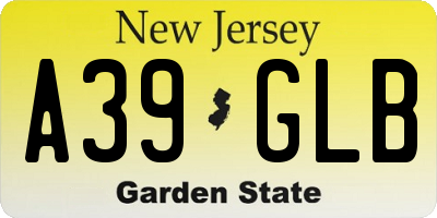 NJ license plate A39GLB