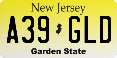 NJ license plate A39GLD