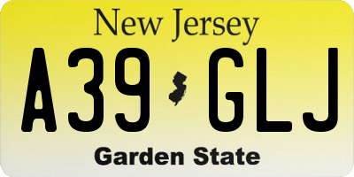 NJ license plate A39GLJ