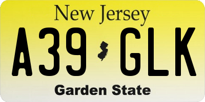 NJ license plate A39GLK