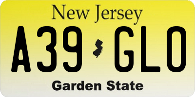 NJ license plate A39GLO