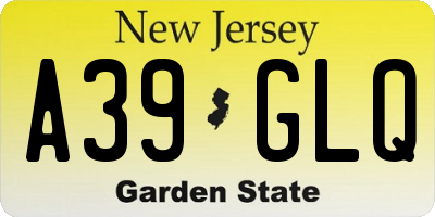 NJ license plate A39GLQ