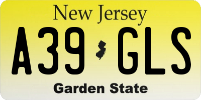 NJ license plate A39GLS