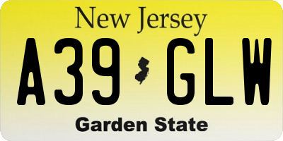 NJ license plate A39GLW