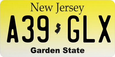 NJ license plate A39GLX