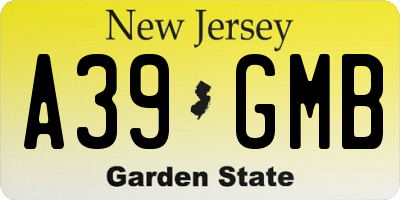 NJ license plate A39GMB