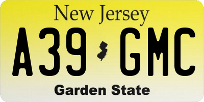 NJ license plate A39GMC