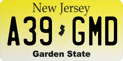 NJ license plate A39GMD