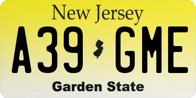 NJ license plate A39GME