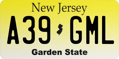 NJ license plate A39GML
