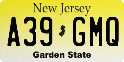 NJ license plate A39GMQ
