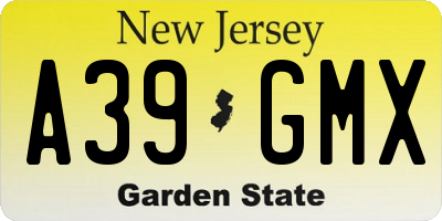 NJ license plate A39GMX