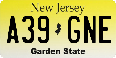 NJ license plate A39GNE