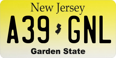 NJ license plate A39GNL