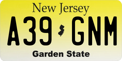 NJ license plate A39GNM