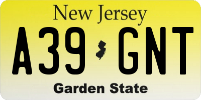 NJ license plate A39GNT