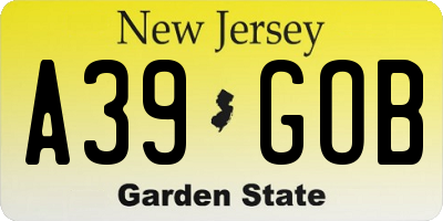 NJ license plate A39GOB