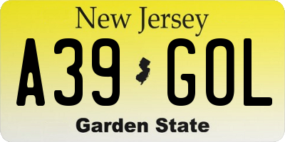 NJ license plate A39GOL