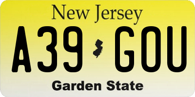 NJ license plate A39GOU